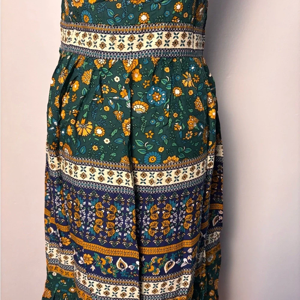 Umgree Floral Sleeveless Earth Tone Side Zip Maxi Dress Size Small - Picture 7 of 11